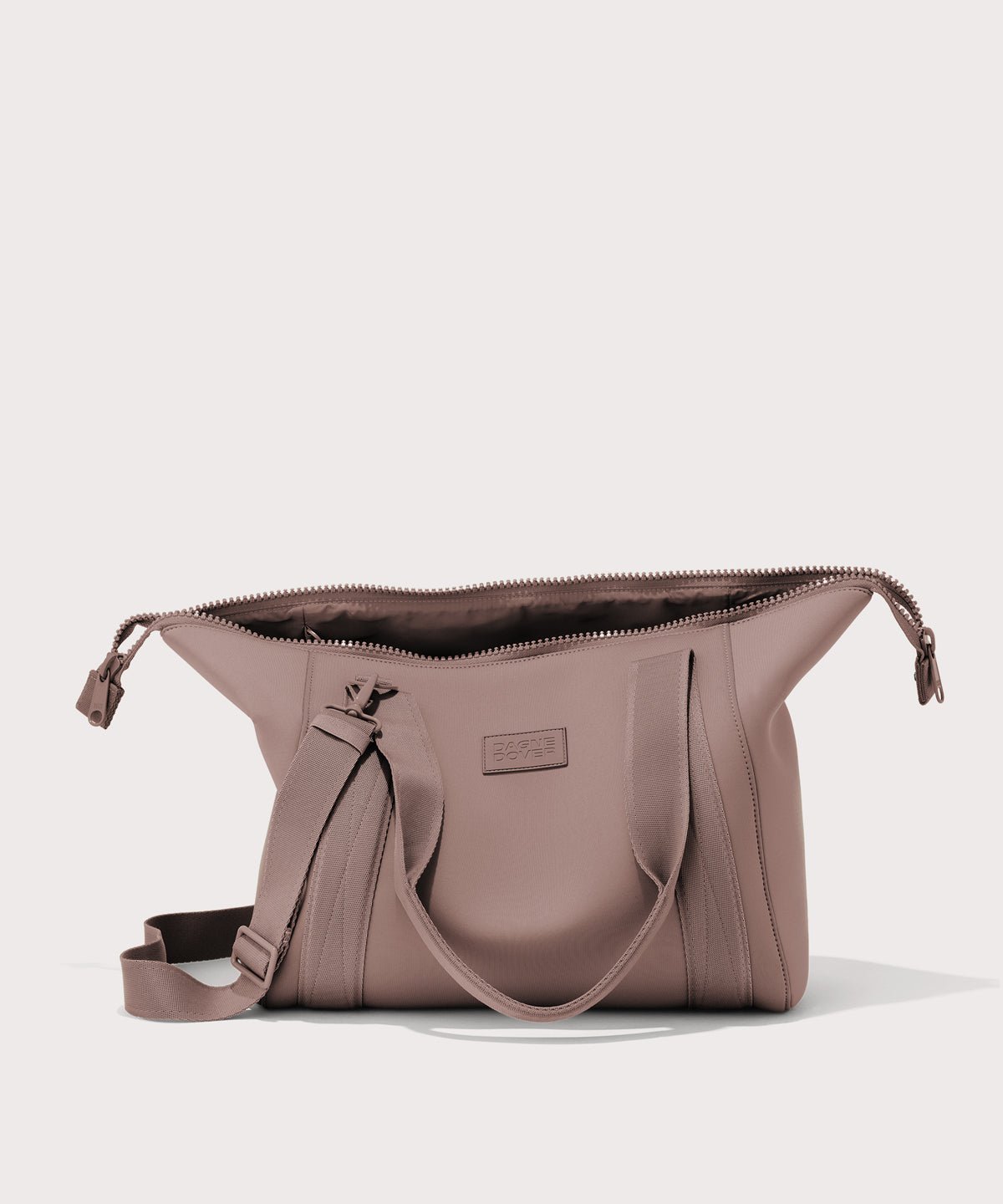 Large Landon Carryall in pink unzipped

