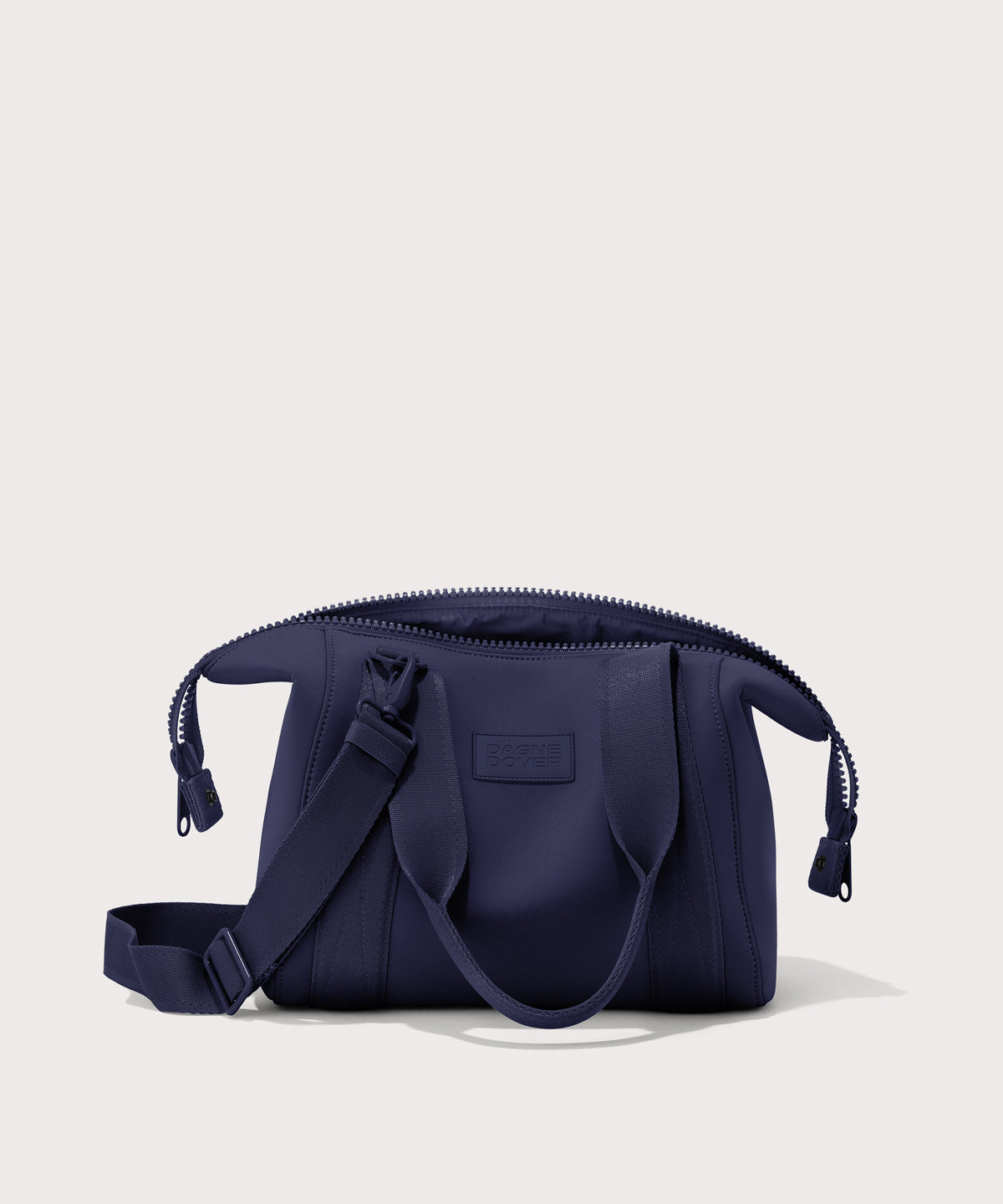 small Landon Carryall in dark blue unzipped
