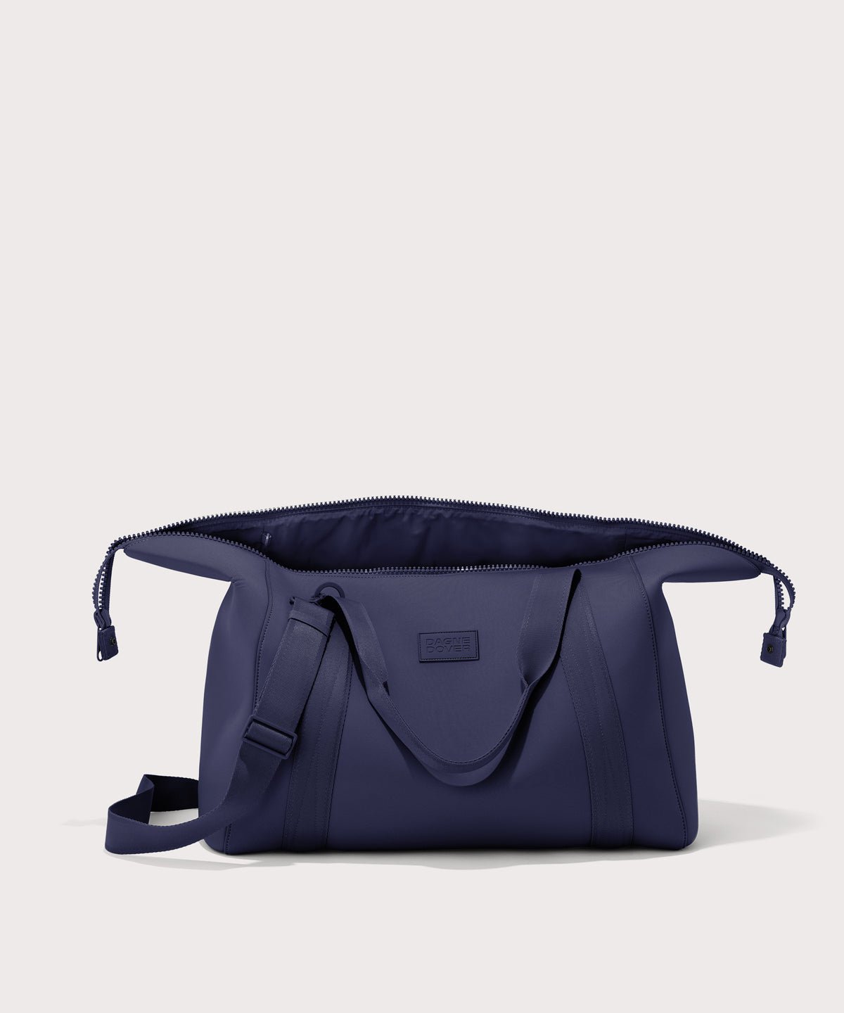 Extra large Landon Carryall in dark blue unzipped
