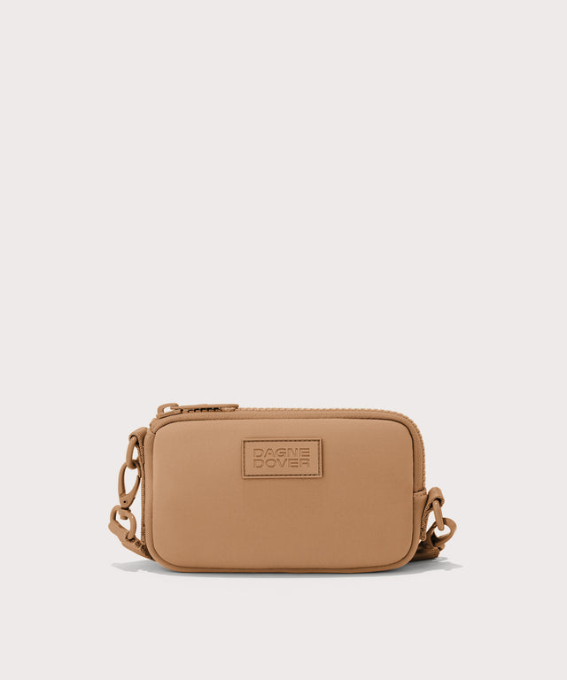 Dagne Dover Mara Phone Sling in brown camel.
