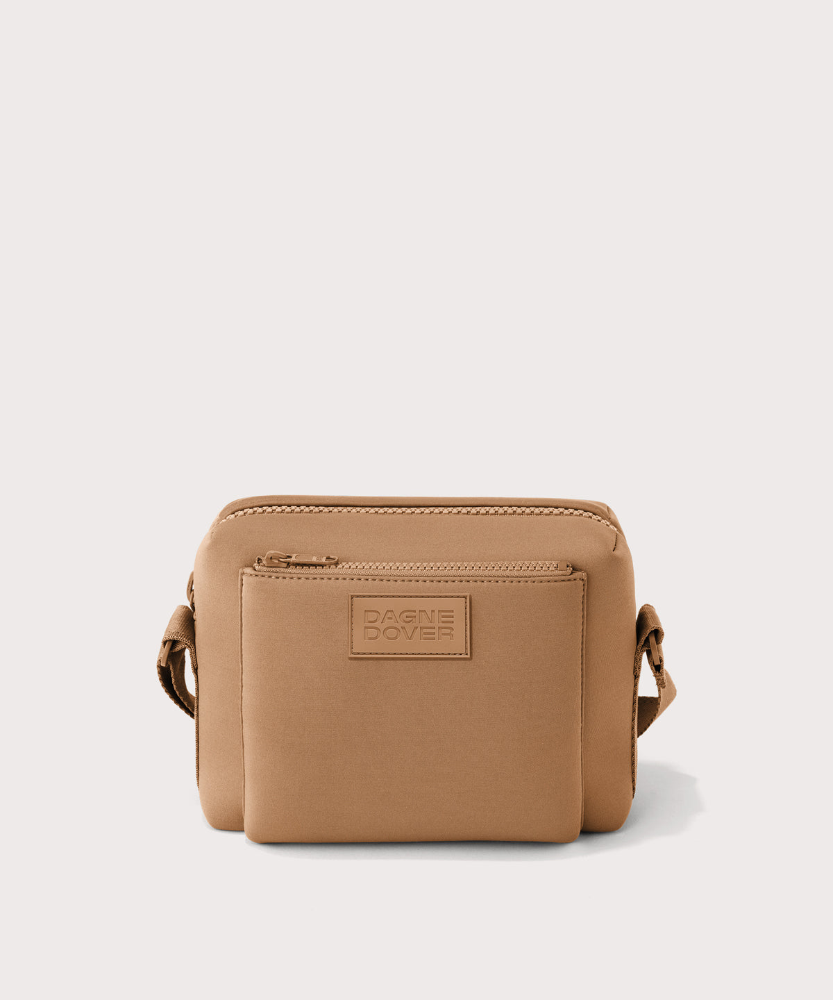 Dagne Dover Micah Crossbody in brown camel seen without the adjustable shoulder strap.
