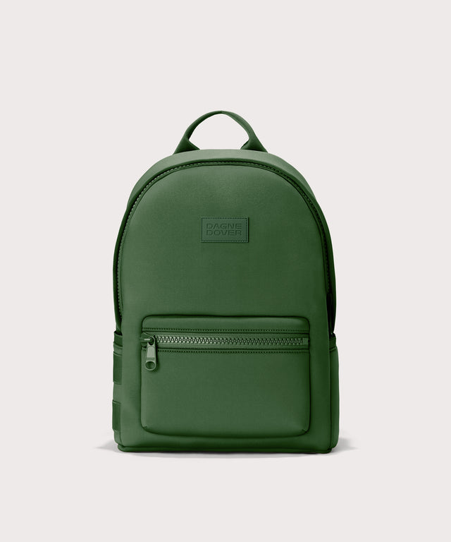 Dagne Dover medium Dakota Neoprene Backpack in a rich, classic forest green.