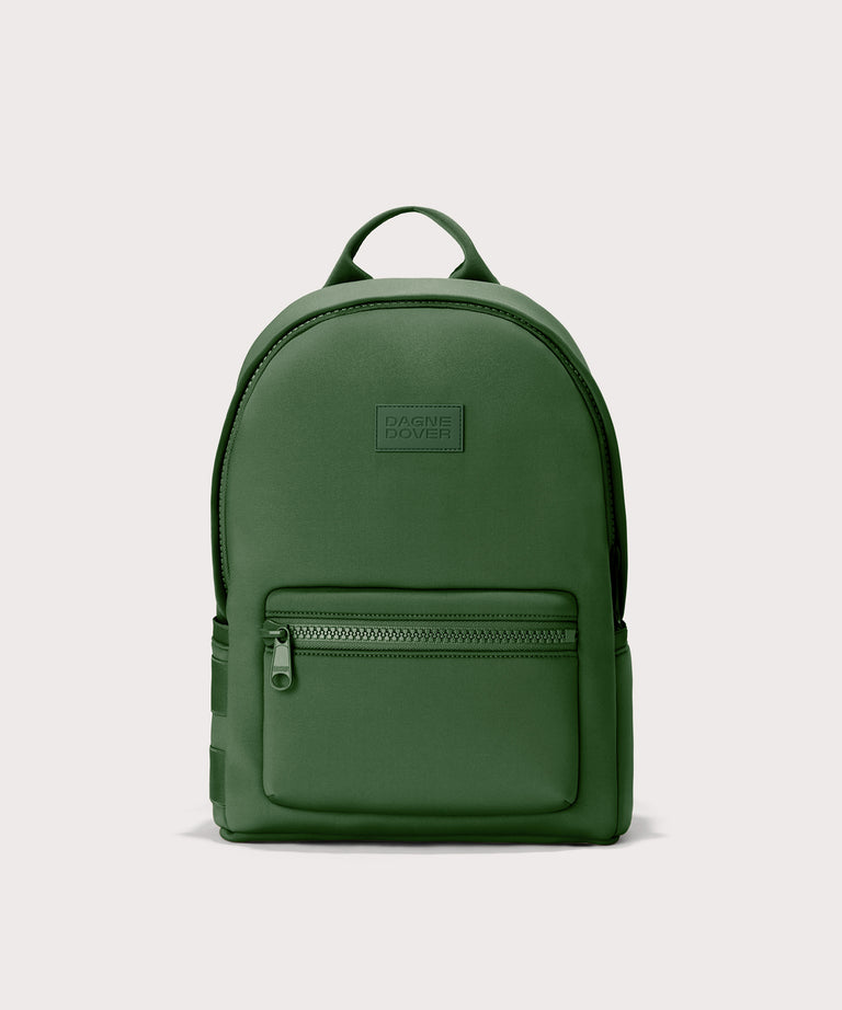 Dagne Dover medium Dakota Neoprene Backpack in a rich, classic forest green.
