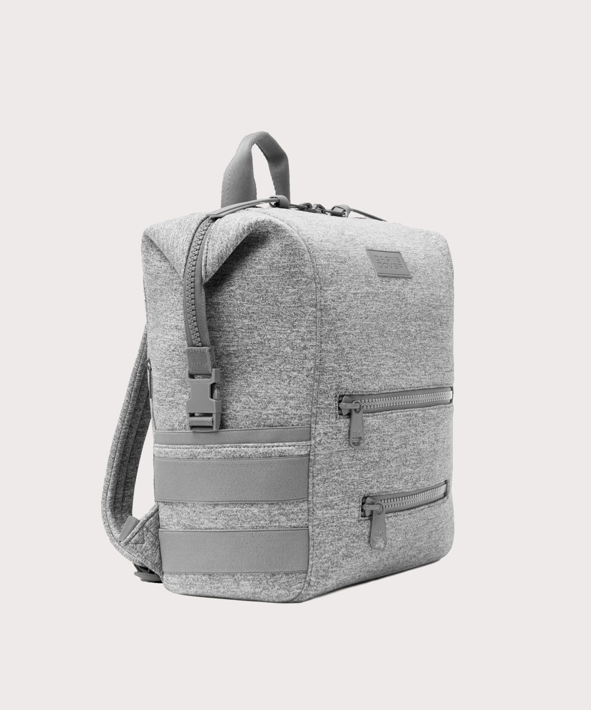 Dagne Dover Large Indi Diaper Backpack in grey seen from an angle.
