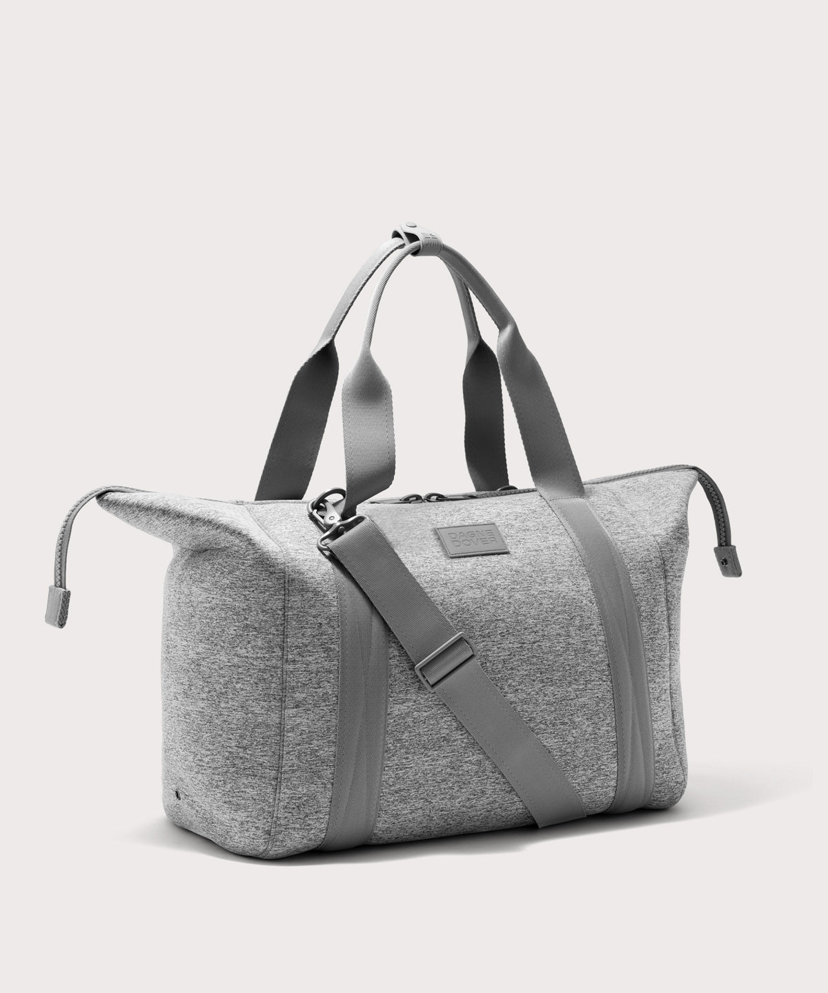Large Landon Carryall in grey with zippers unbuckled
