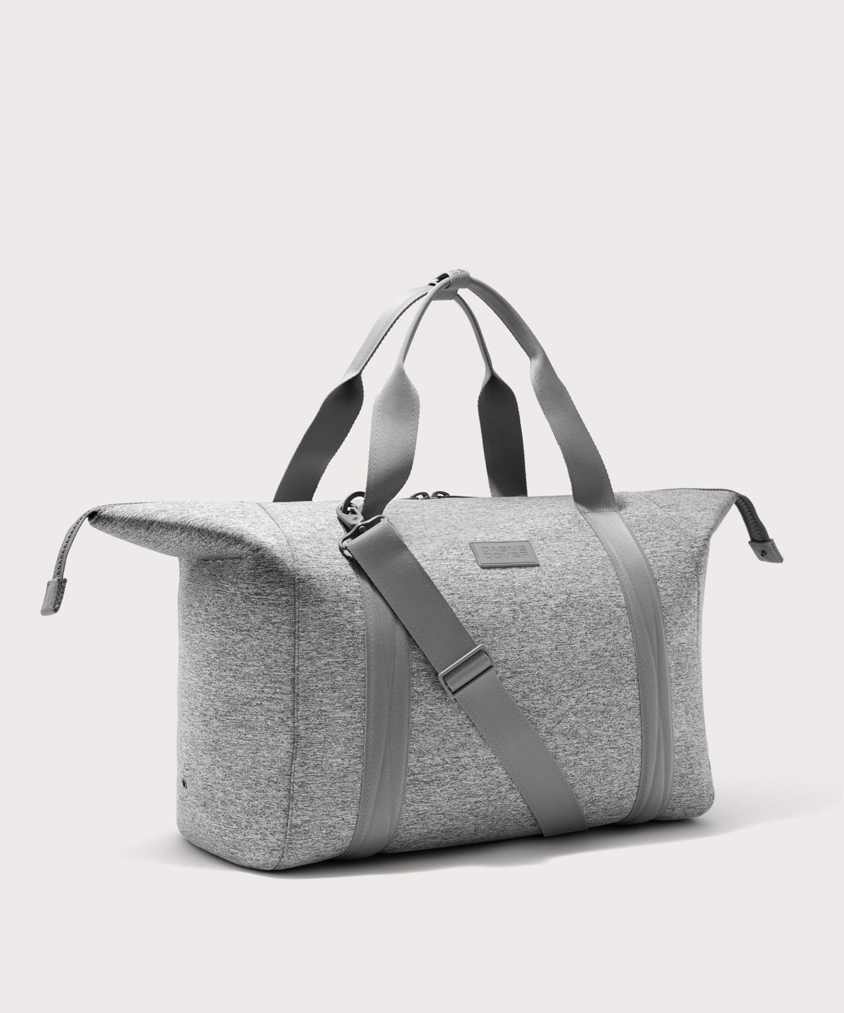 extra large Landon Carryall in grey with zippers unbuckled
