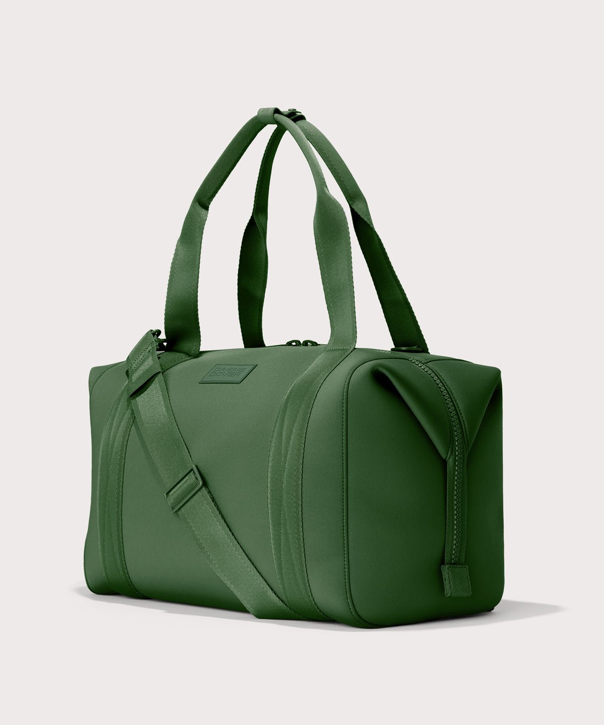 Large Landon Carryall in a rich, classic forest green, angle view
