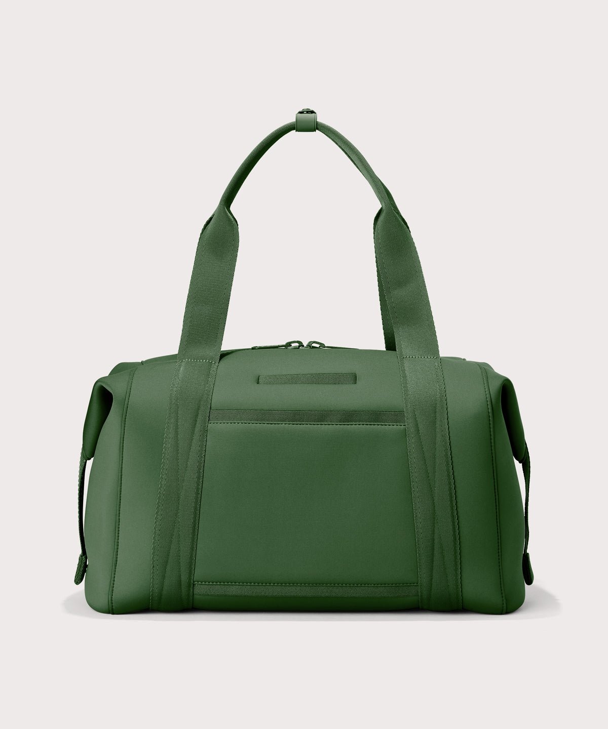 Large Landon Carryall in a rich, classic forest green, displaying an exterior phone pocket
