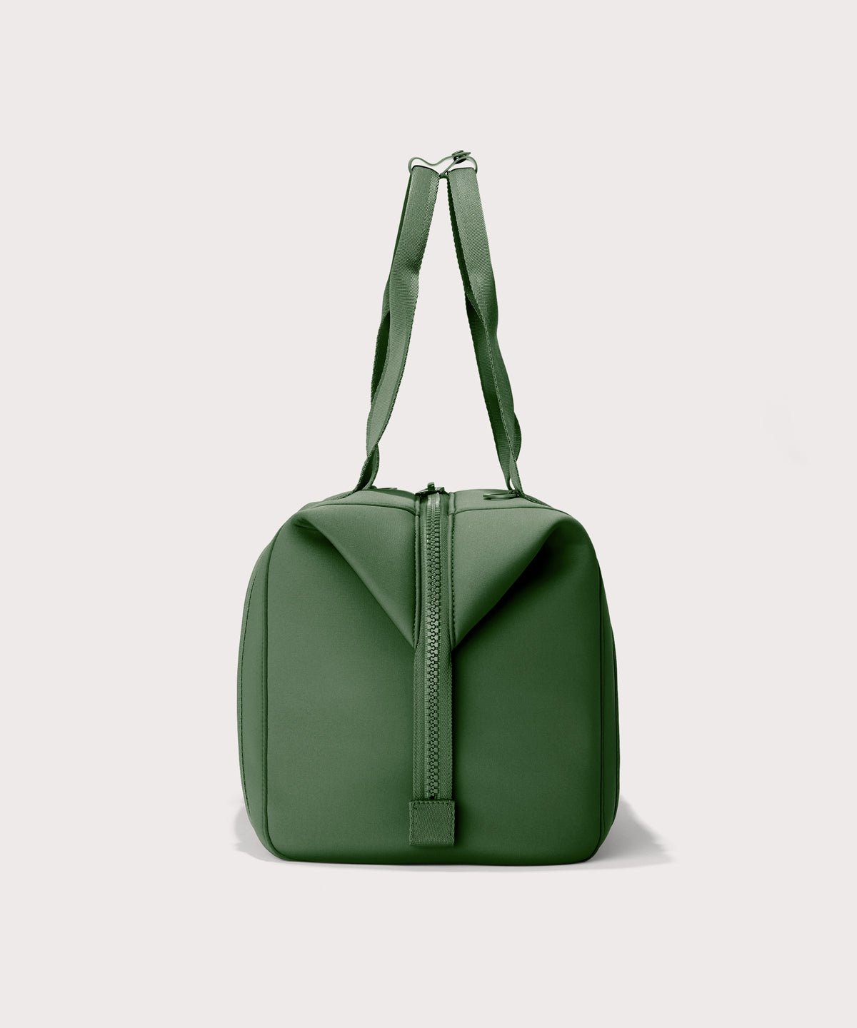 Large Landon Carryall in a rich, classic forest green, side view
