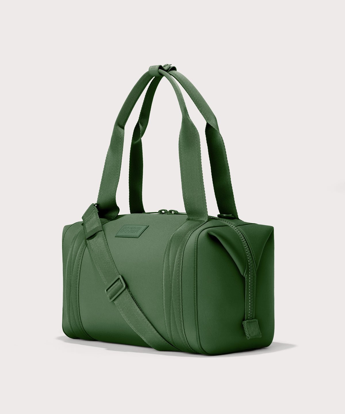 Large Landon Carryall in a rich, classic forest green., side view
