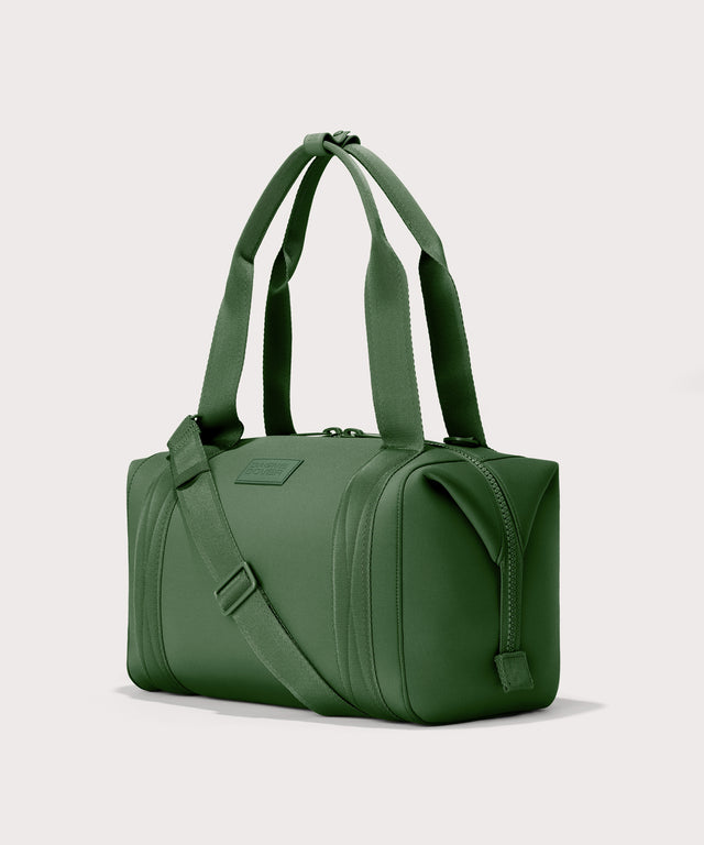 Large Landon Carryall in a rich, classic forest green., side view
