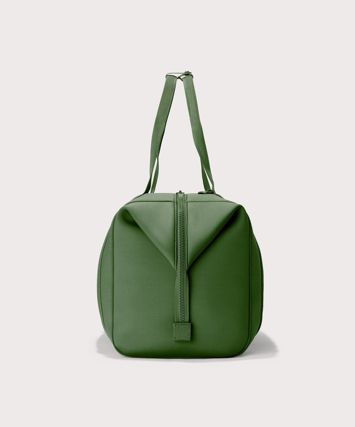 Extra large Landon Carryall in a rich, classic forest green, side view
