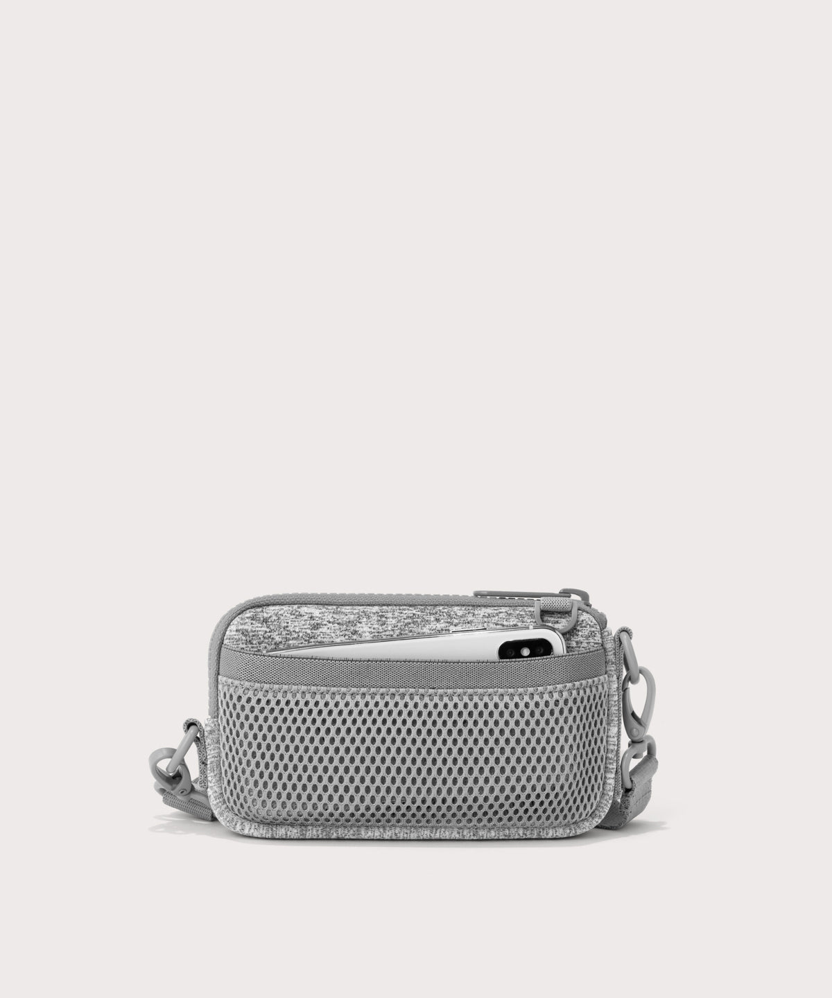 Dagne Dover Mara Phone Sling in grey showing the exterior air mesh slip.
