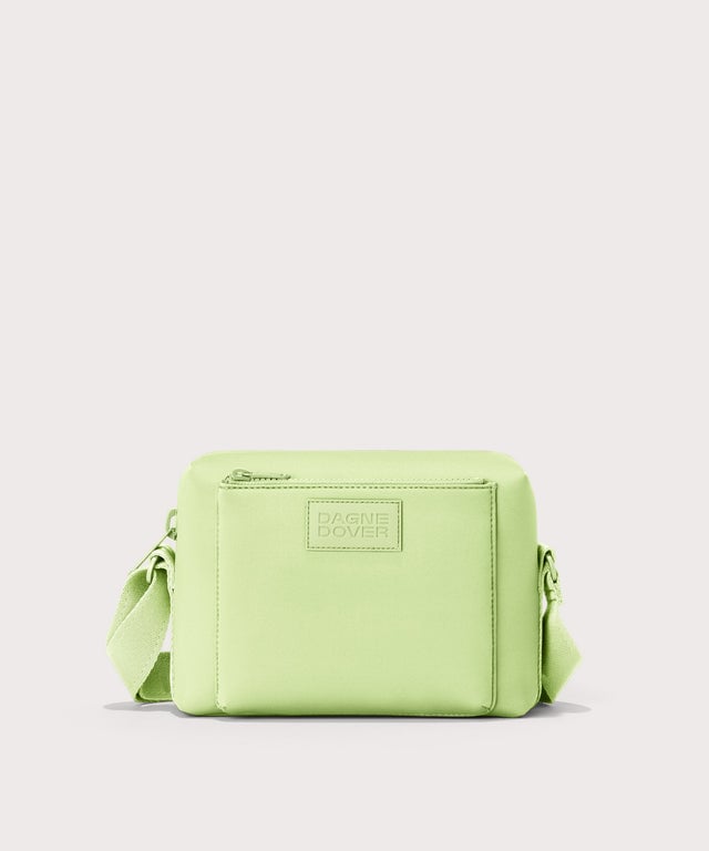 Dagne Dover Micah Crossbody in matcha seen without the adjustable shoulder strap.
