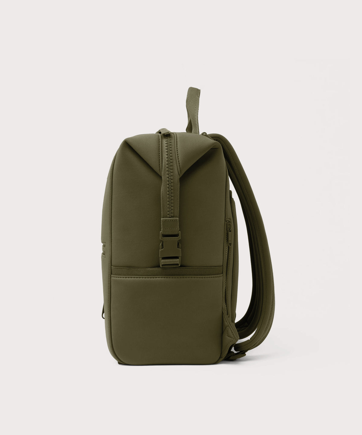 Dagne Dover Large Indi Diaper Backpack in dark moss seen from the side.
