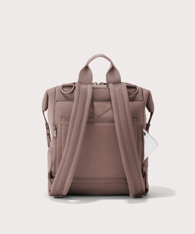 Dagne Dover medium Indi Diaper Backpack in pink seen from the back
