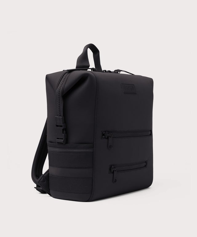Dagne Dover Large Indi Diaper Backpack in onyx seen from an angle.
