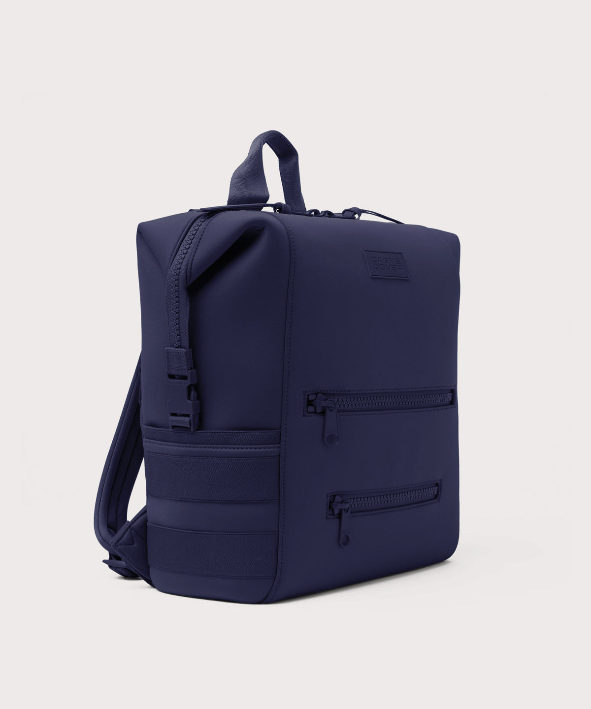 Dagne Dover Large Indi Diaper Backpack in dark blue seen from an angle.
