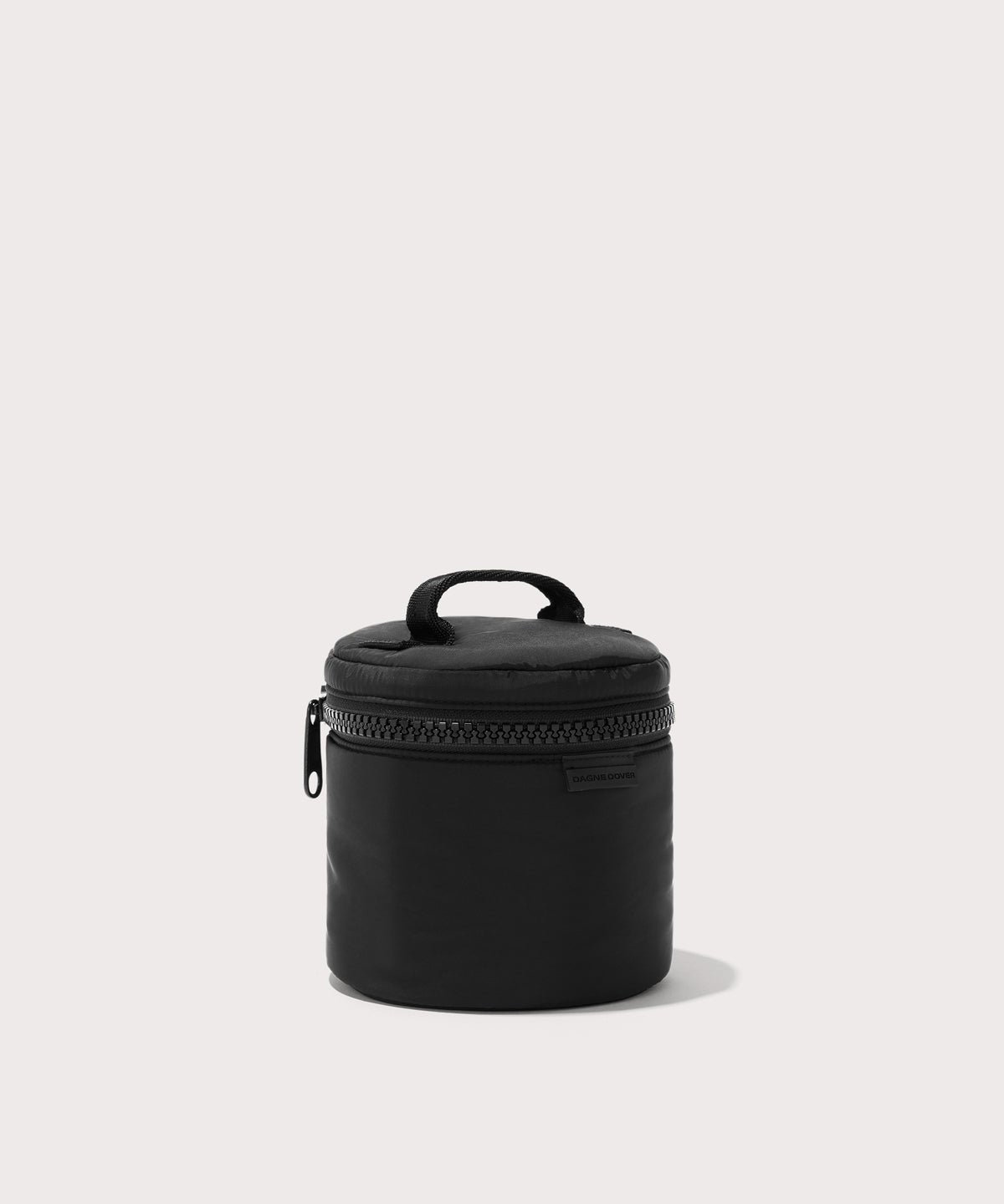Dagne Dover small Mila Toiletry Pouch in black seen from an angle.