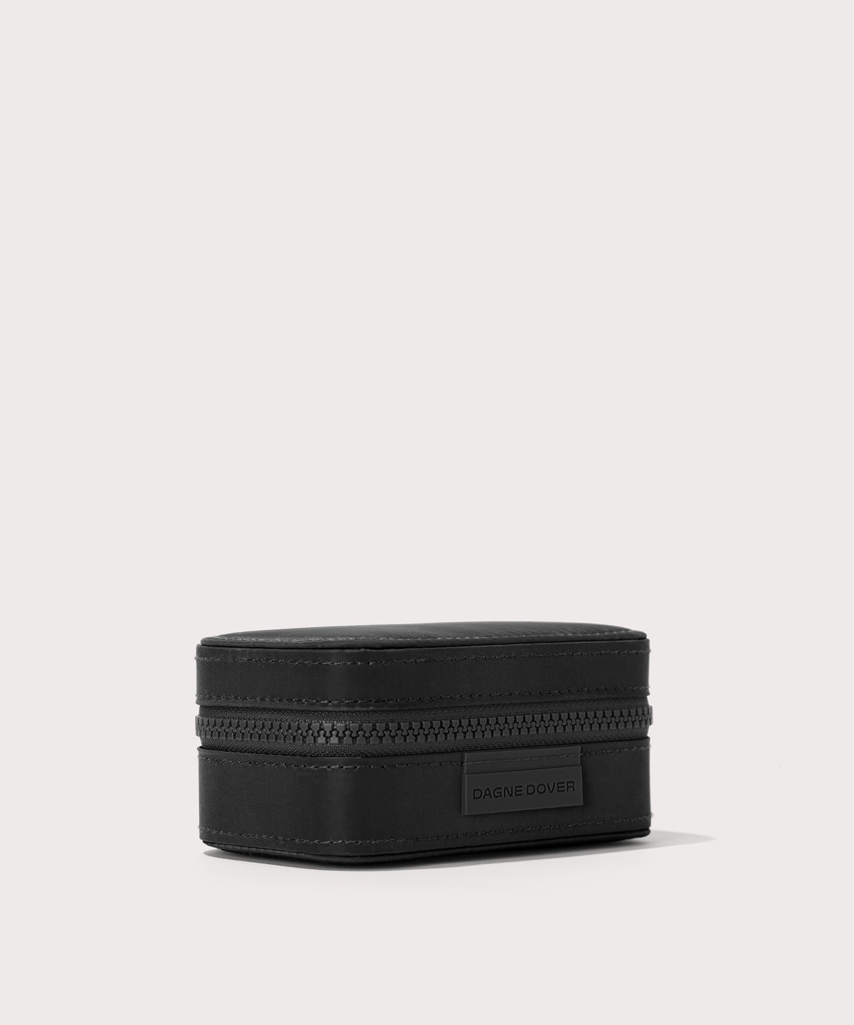 Dagne Dover small Frankie Jewelry Case in black seen from the side.

