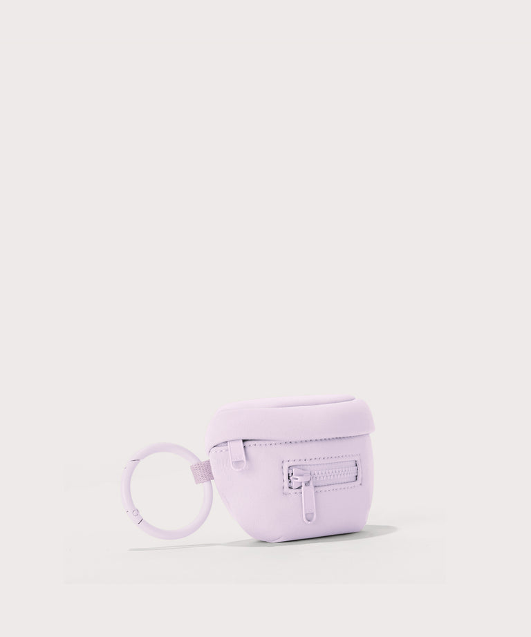 Dagne Dover Ace Keychain in a soft purple with grey undertones seen from an angle.

