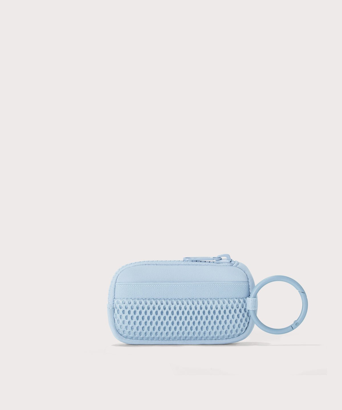Dagne Dover Mara Keychain in an airy, lighter sky blue seen from the back.
