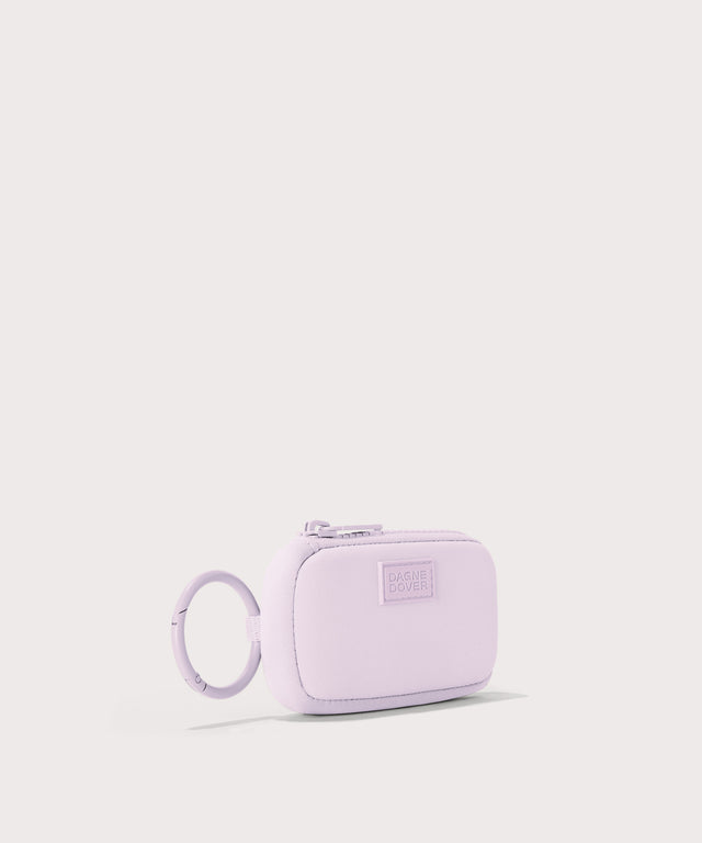 Dagne Dover Mara Keychain in a soft purple with grey undertones seen from an angle.
