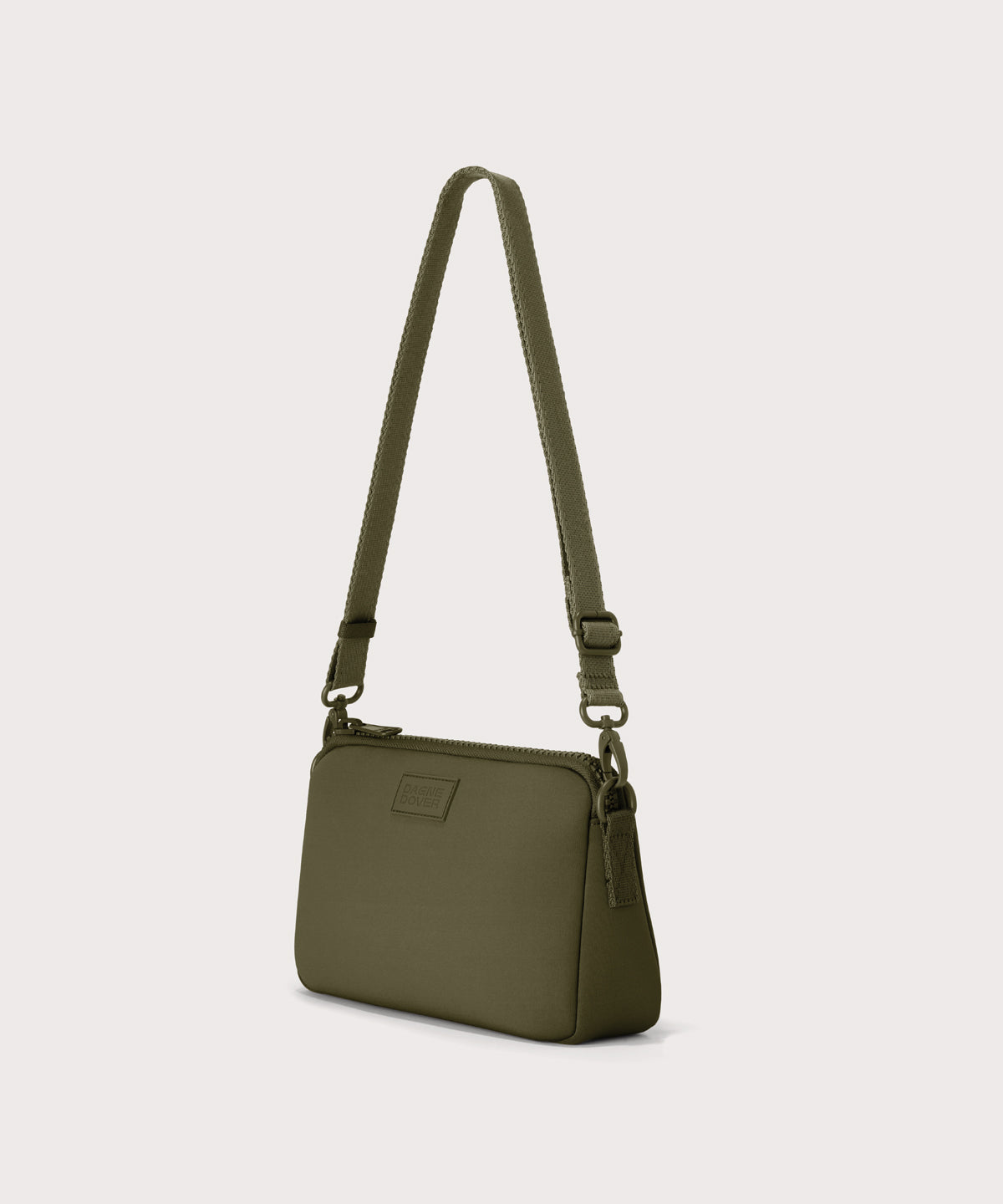 Dagne Dover Nora Shoulder Bag in dark green, side angle.
