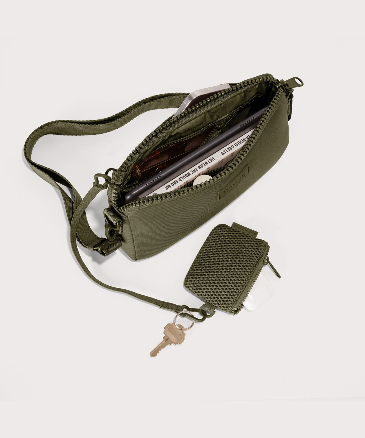 Dagne Dover Nora Shoulder Bag in dark green, topdown.