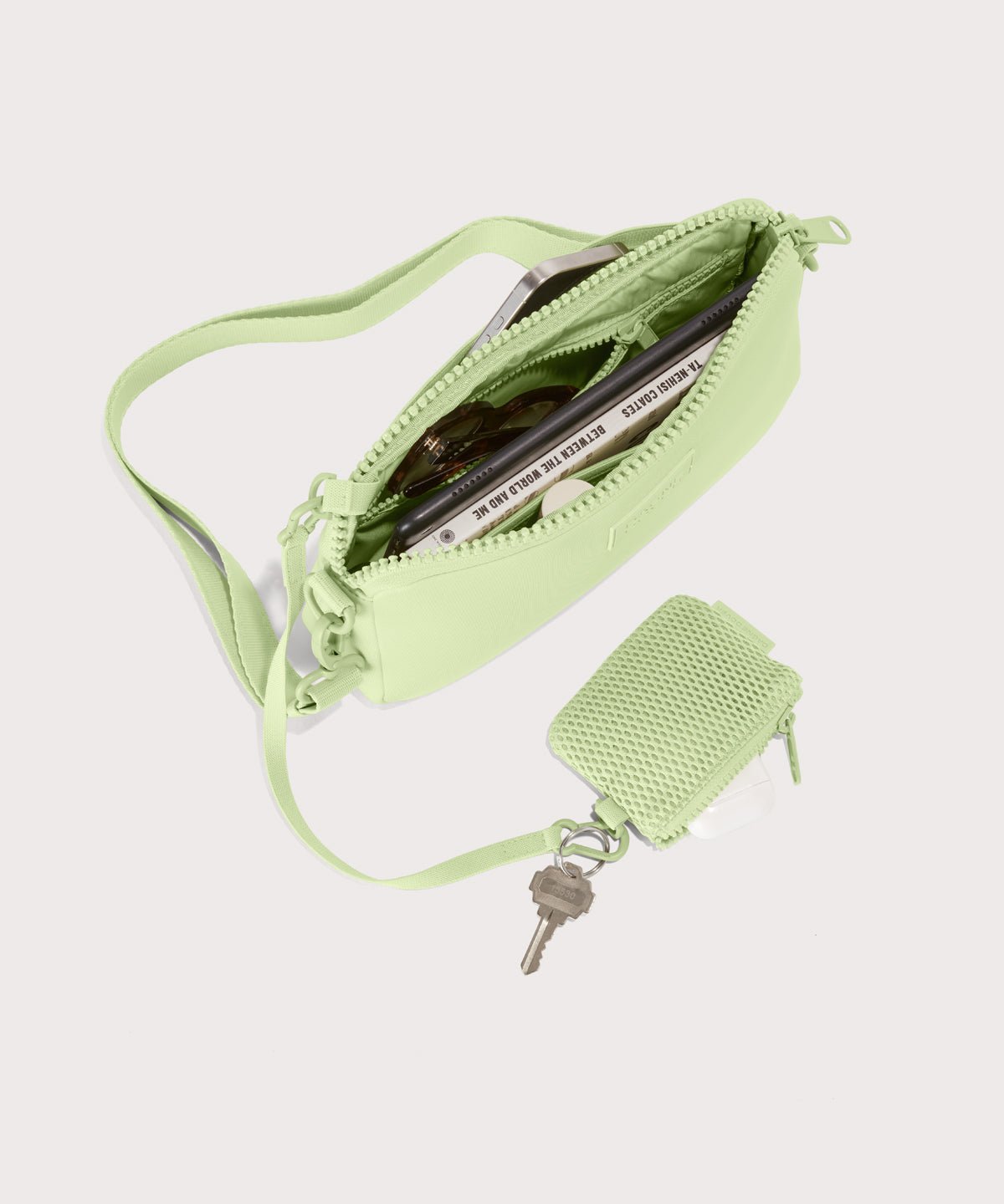 Dagne Dover Nora Shoulder Bag in matcha, topdown.