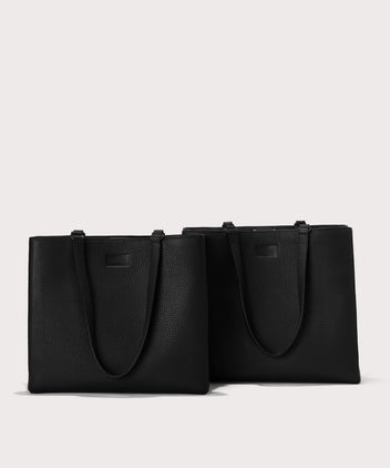 Dagne Dover medium and large Allyn Totes in black.
