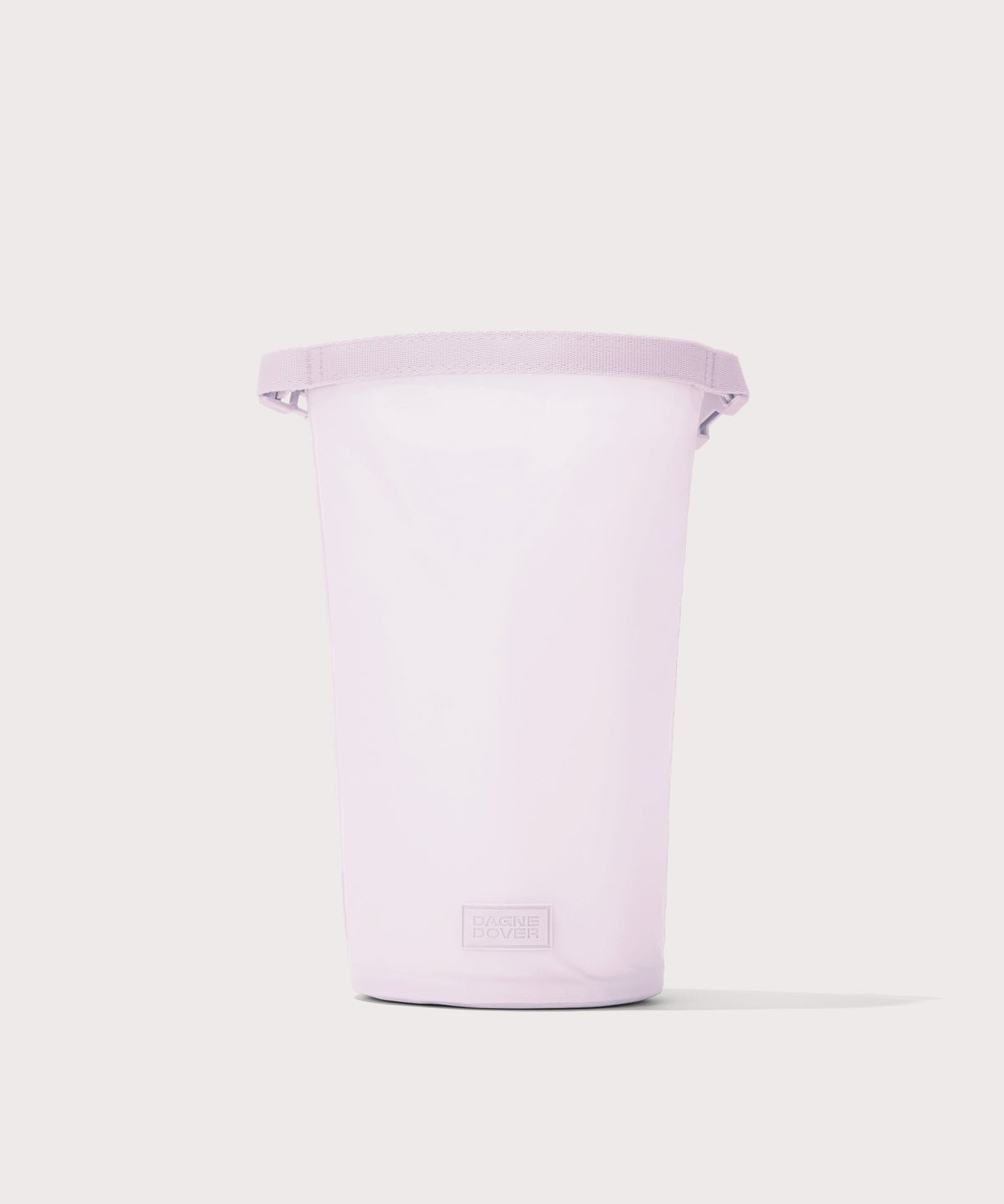 Dagne Dover Rae Roll-Top Dry Bag in a soft purple with grey undertones fully unrolled at 11 inches high.
