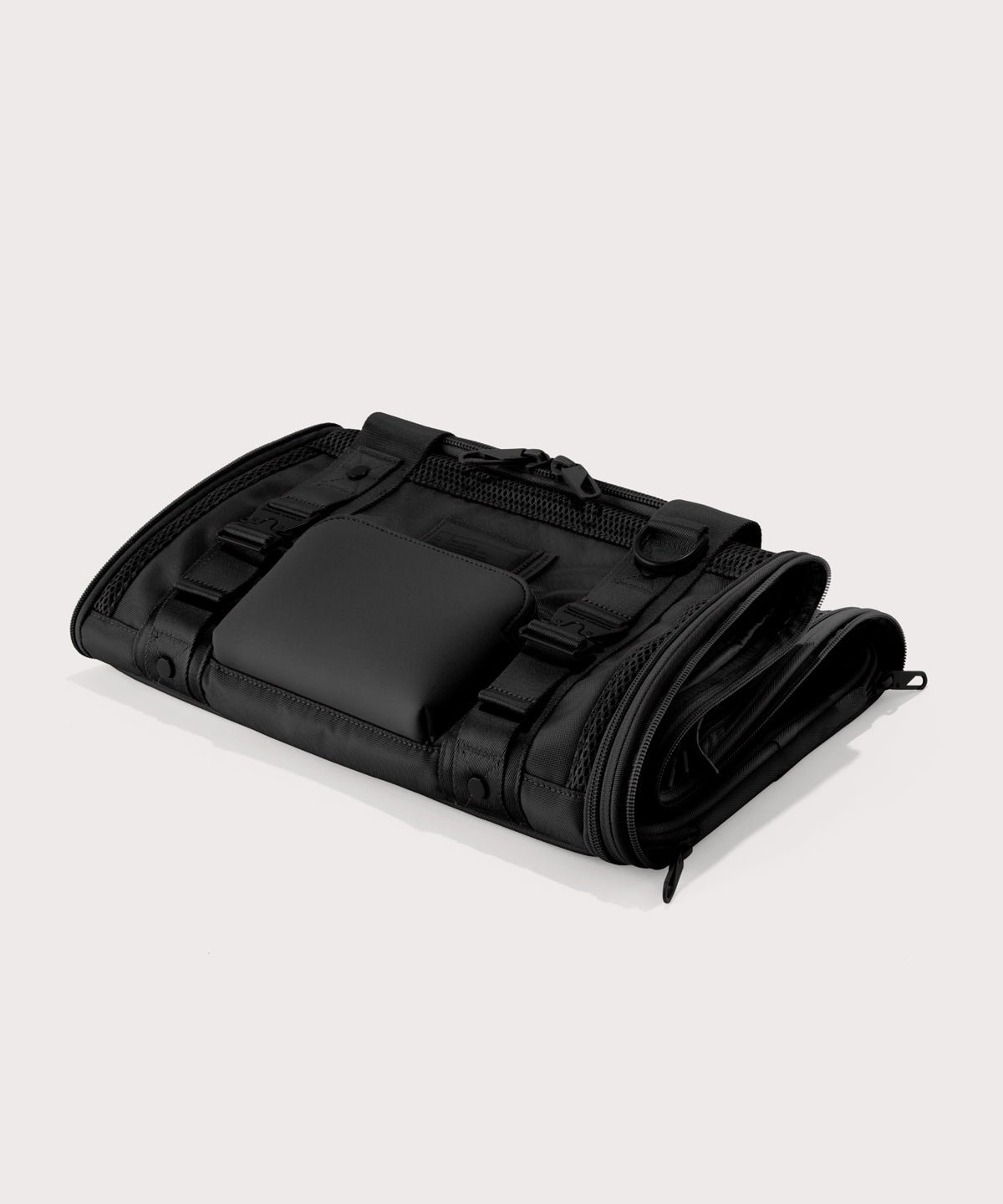 Dagne Dover small Kyoto Pet Carrier in black folded flat.
