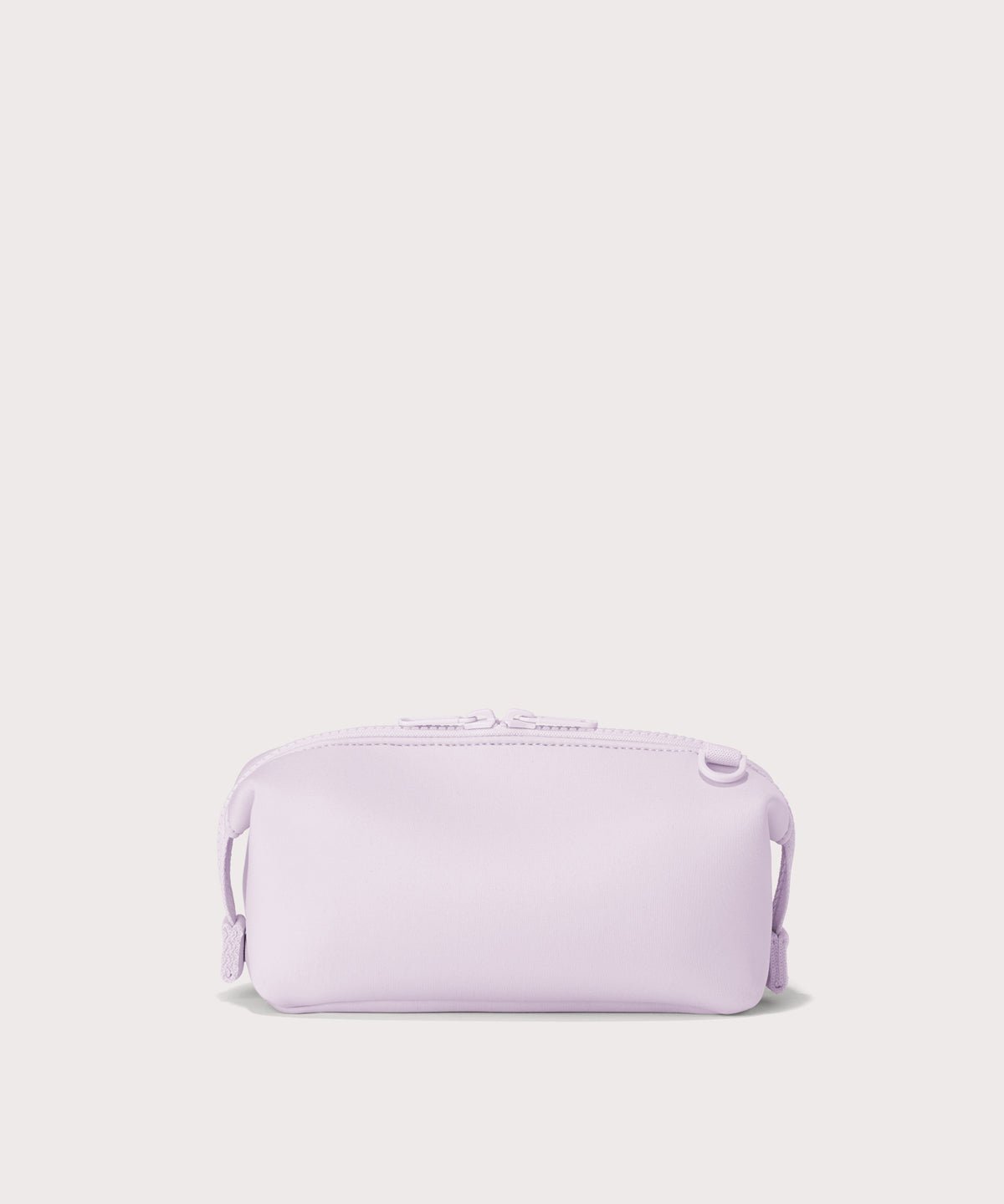 Dagne Dover Small Hunter Toiletry Bag in  a soft purple with grey undertones seen from the back.
