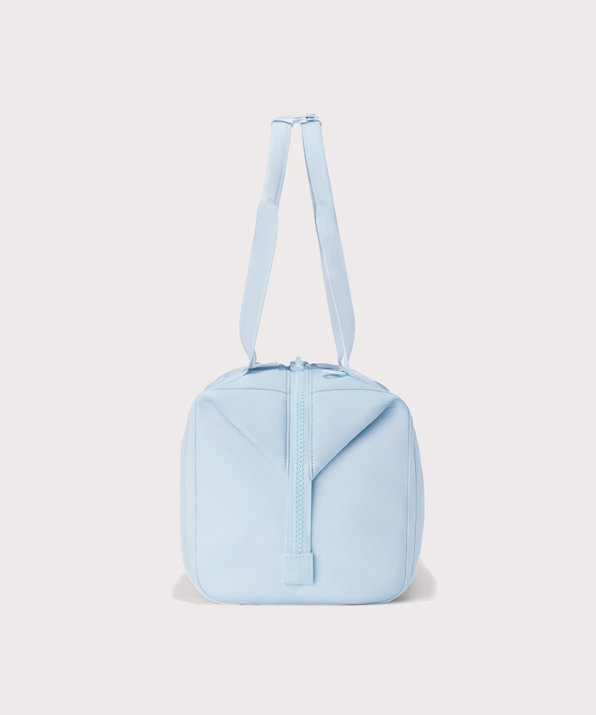 Large Landon Carryall in an airy, lighter sky blue, side view
