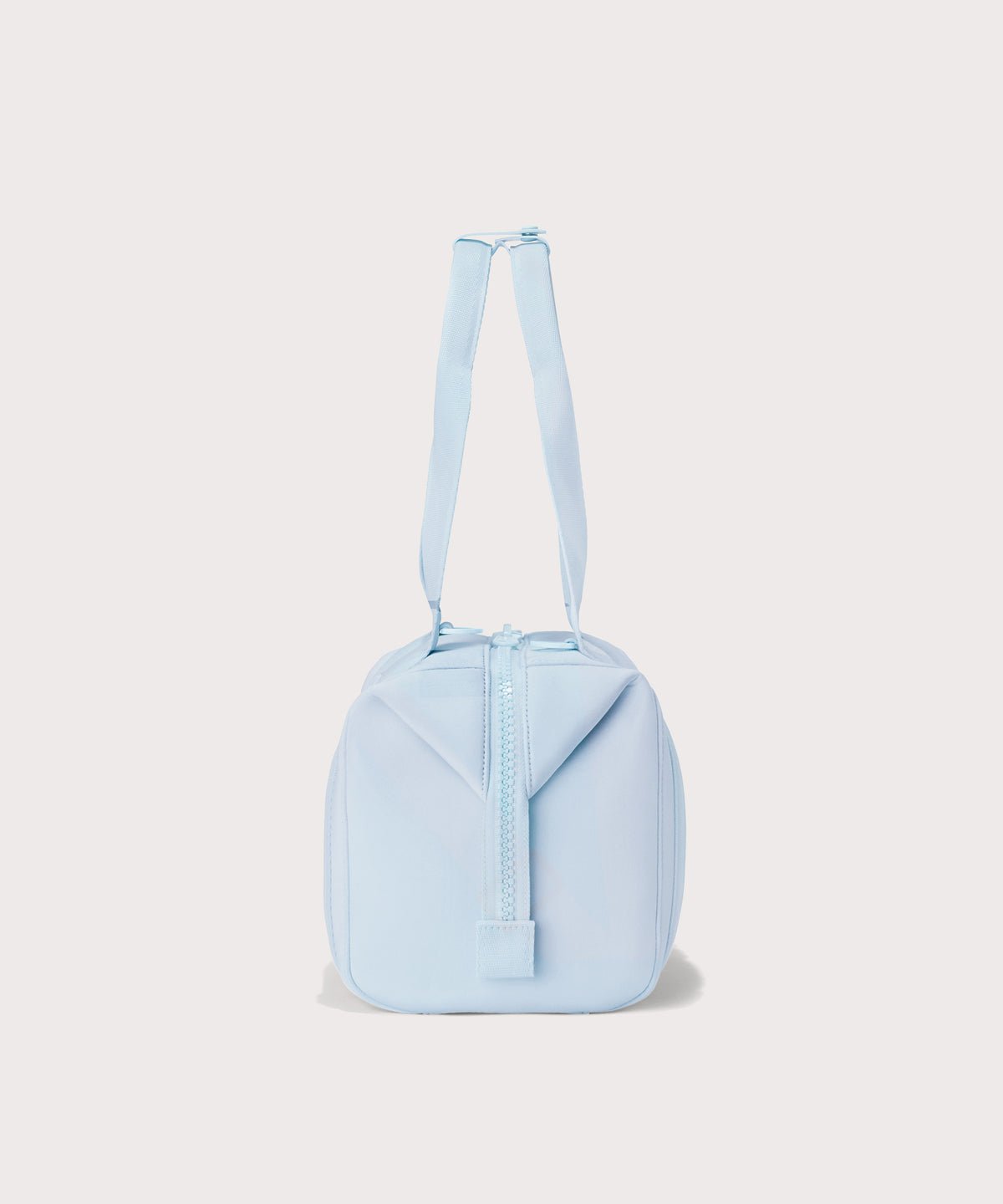 small Landon Carryall in an airy, lighter sky blue, side view
