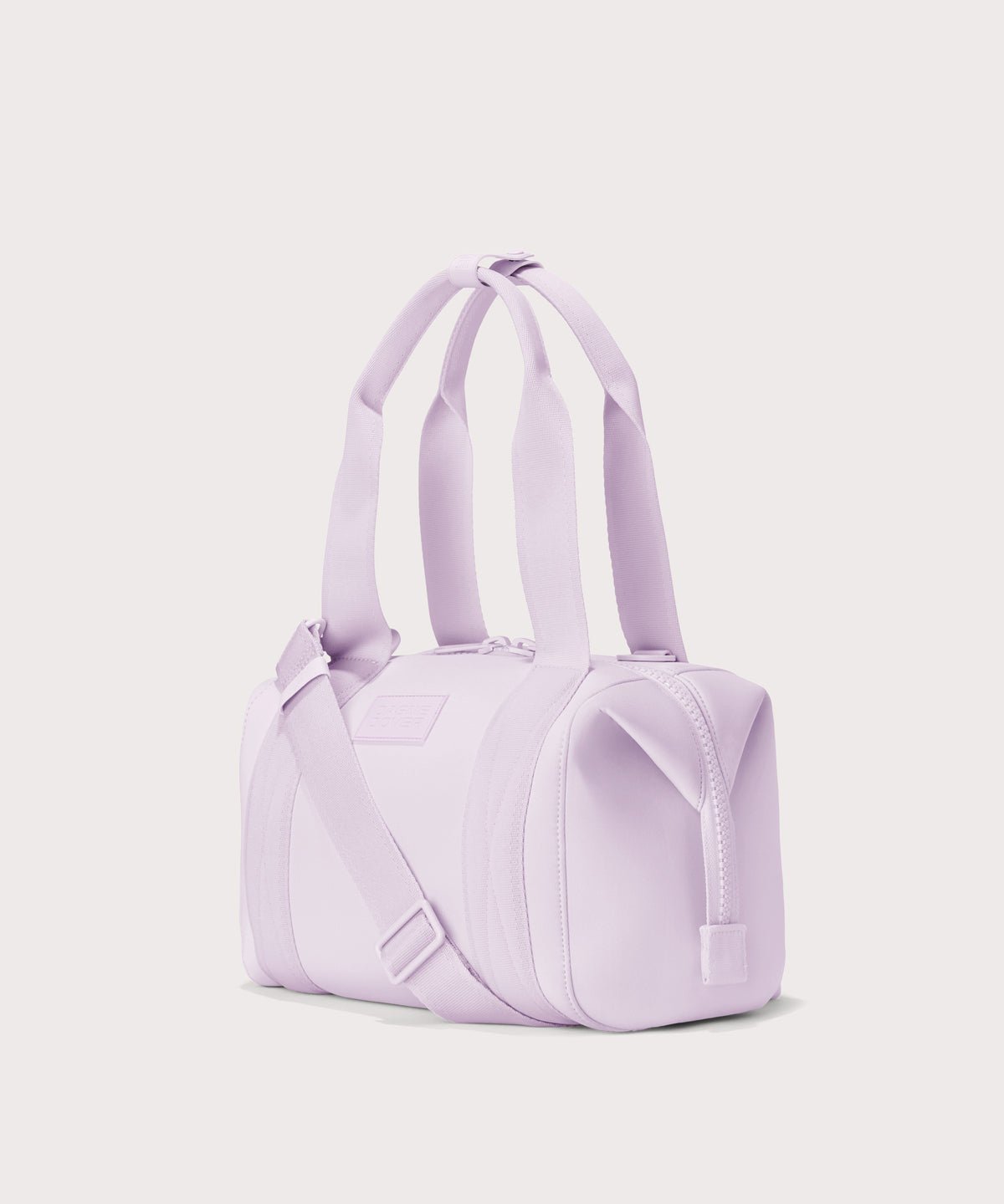 small Landon Carryall in  a soft purple with grey undertones, side view
