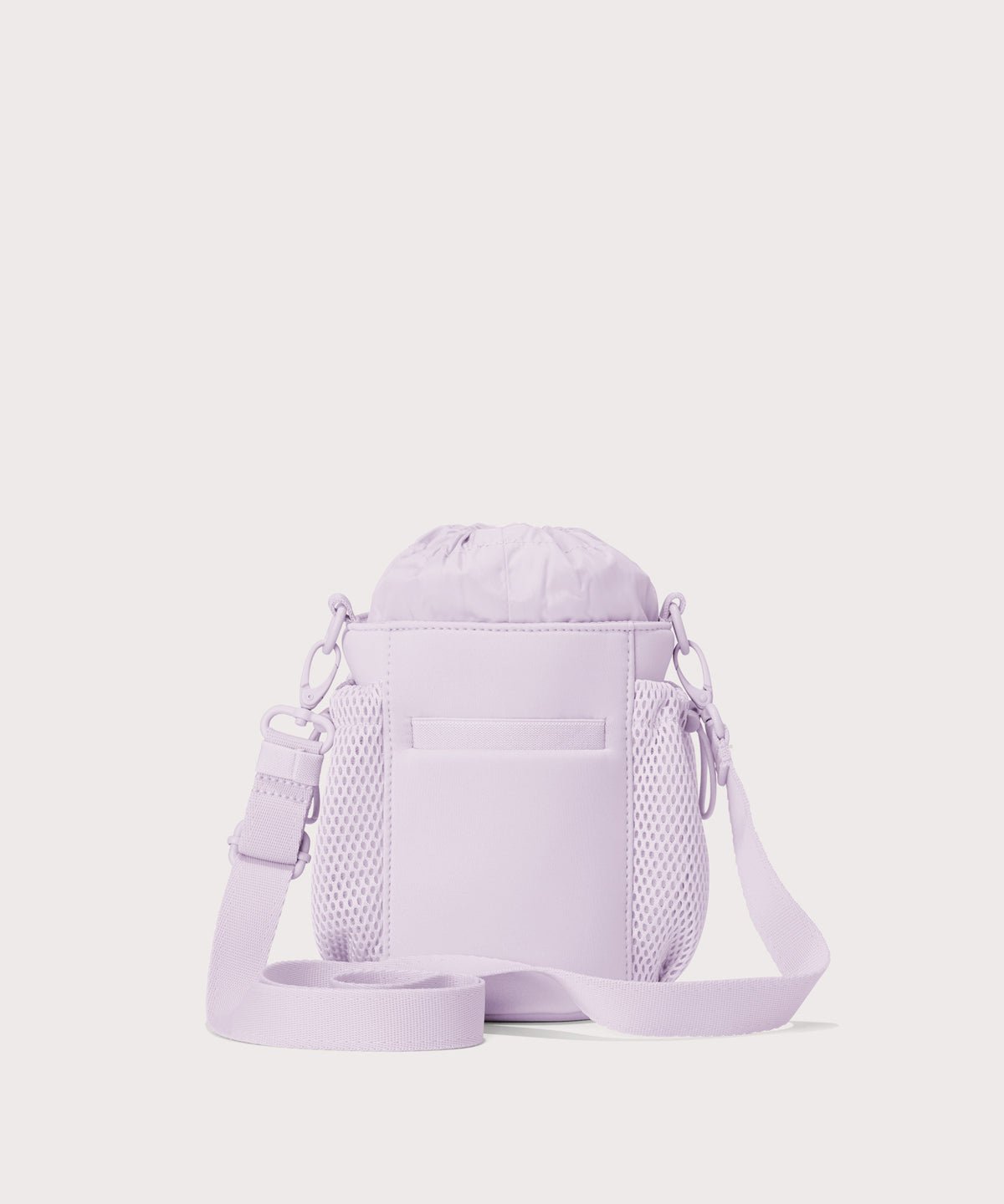 Dagne Dover Sloan Water Bottle Sling in a soft purple with grey undertones  seen from the back.
