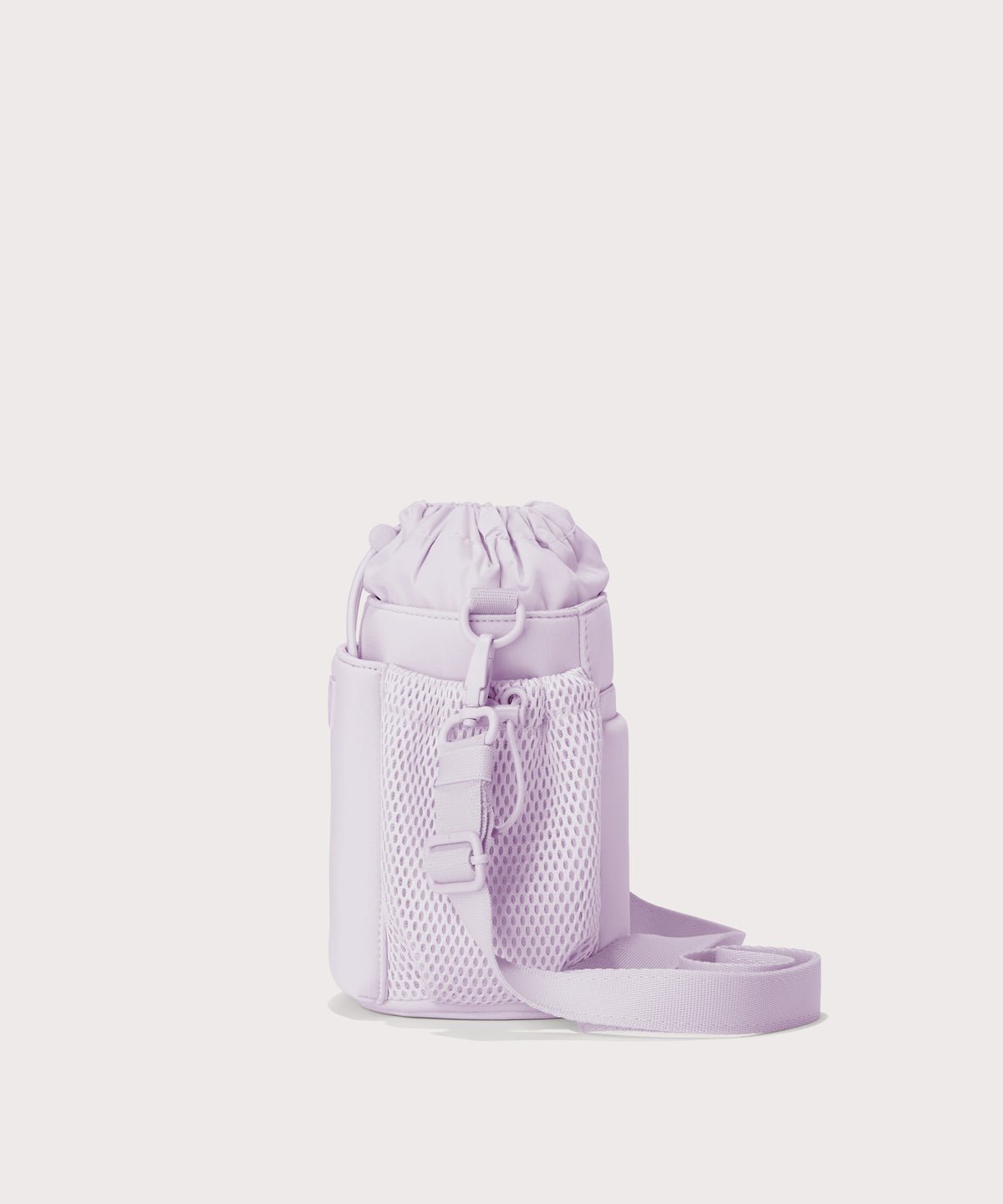Dagne Dover Sloan Water Bottle Sling in a soft purple with grey undertones  seen from the side.

