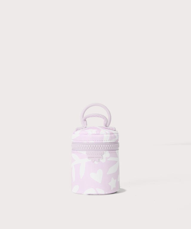 Dagne Dover Mila Keychain in a washed lilac and cream floral print.
