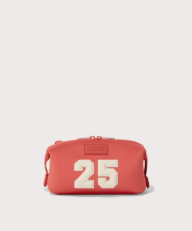 Dagne Dover Small Hunter Toiletry Bag in a poppy, vintage wash red.