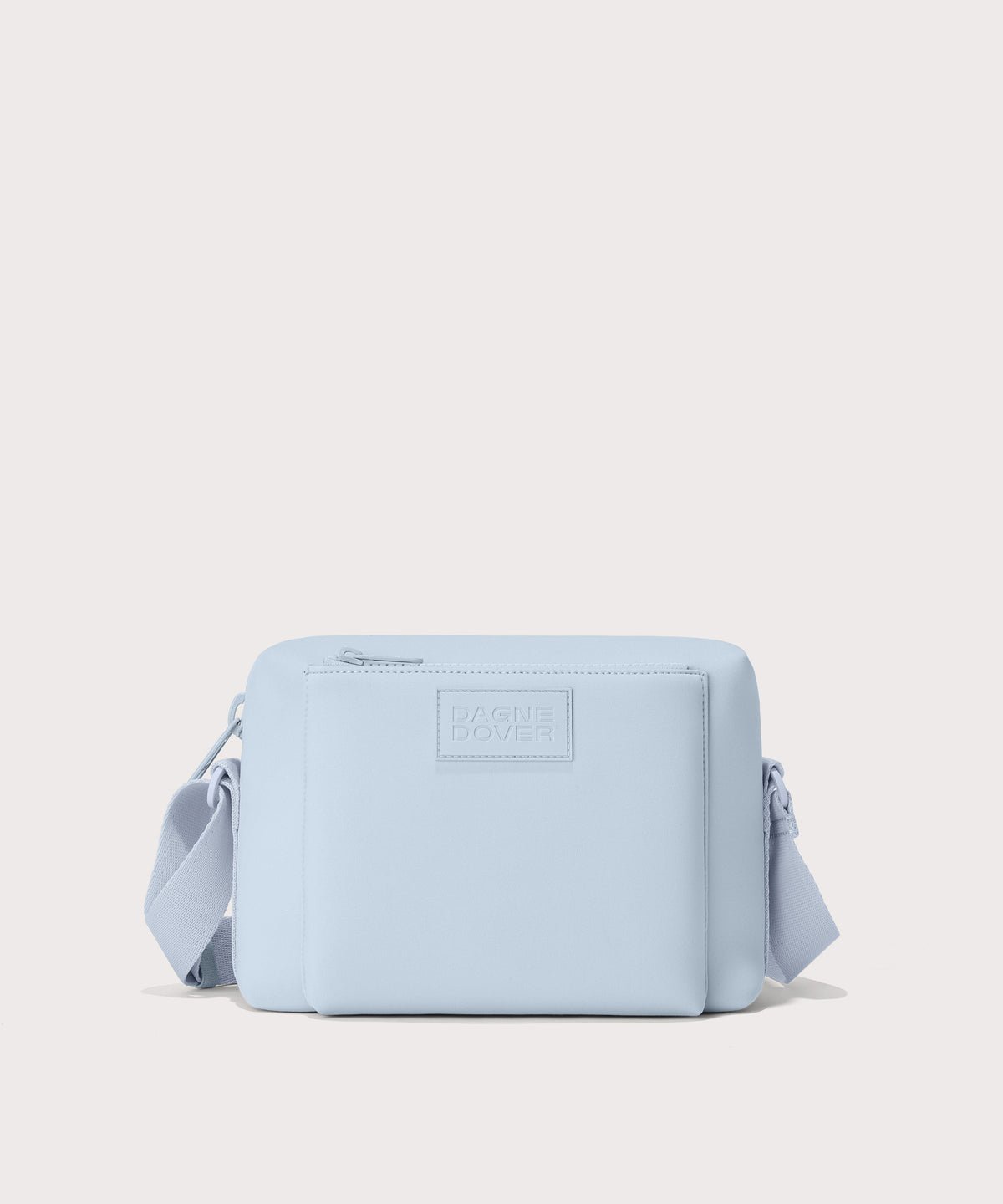 Dagne Dover Micah Crossbody in an airy, lighter sky blue.
