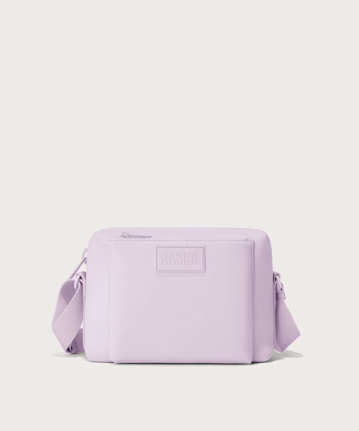 Dagne Dover Micah Crossbody in a soft purple with grey undertones seen without the adjustable shoulder strap.
