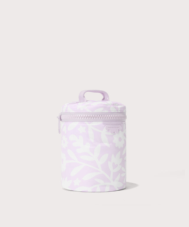 Dagne Dover large Mila Toiletry Pouch in black seen from an angle.
