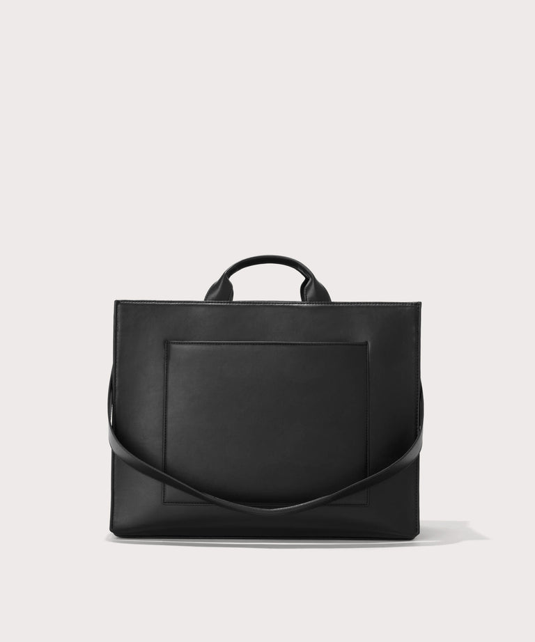 Dagne Dover large vegan Daily Tote in black with the 11" shoulder strap 
