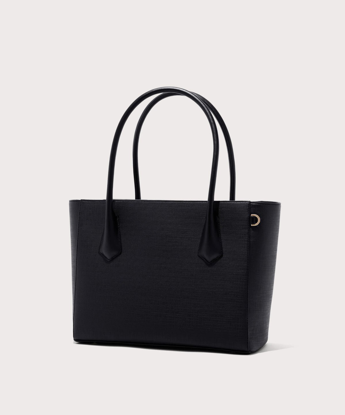 Dagne Dover Legend Signature Leather Tote in black seen from an angle.