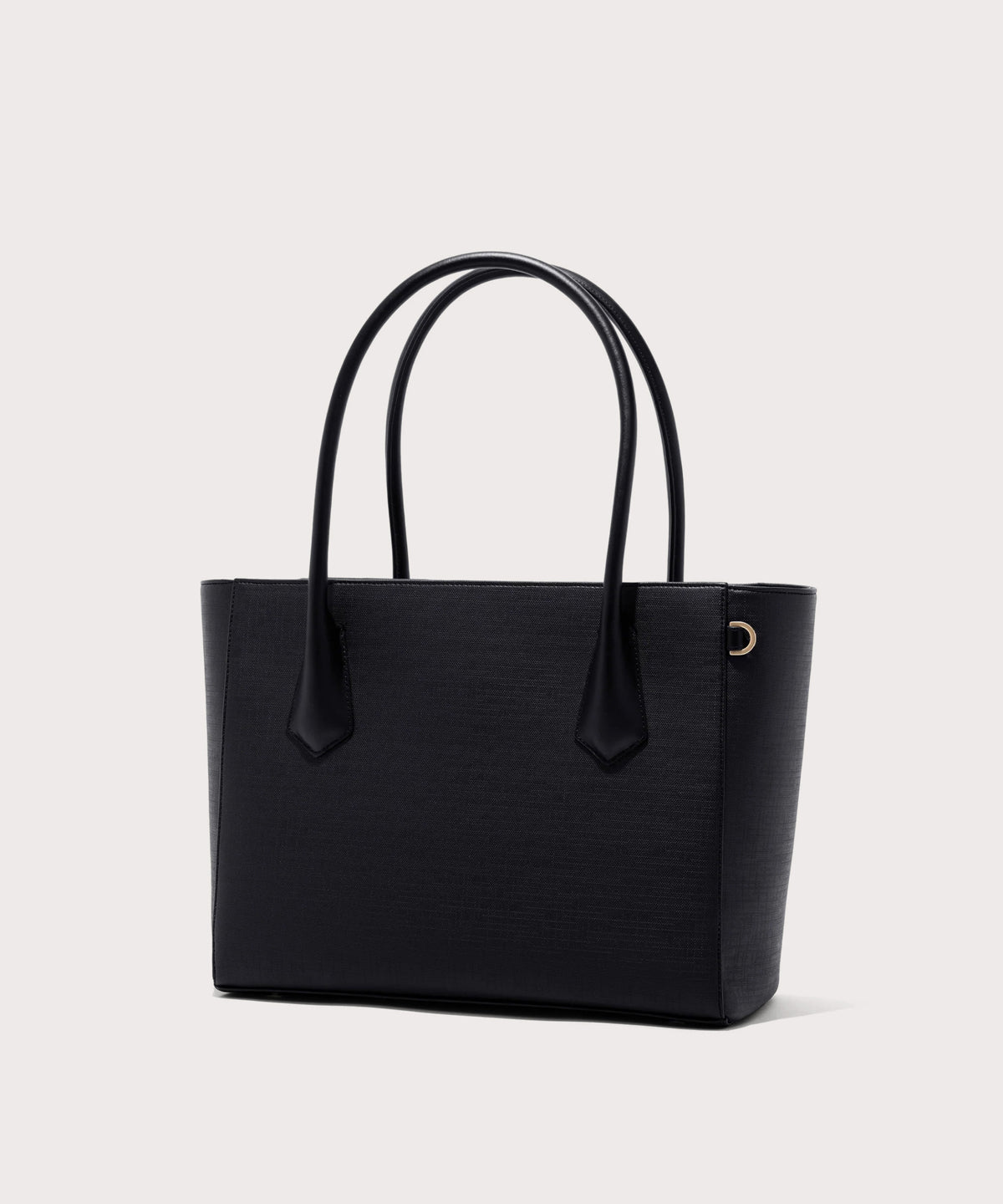 Dagne Dover Legend Signature Leather Tote in black seen from an angle.
