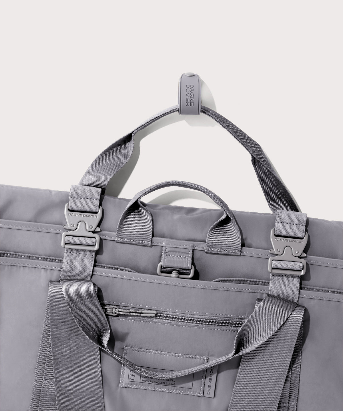 Detail shot of Capri garment bag in ash
