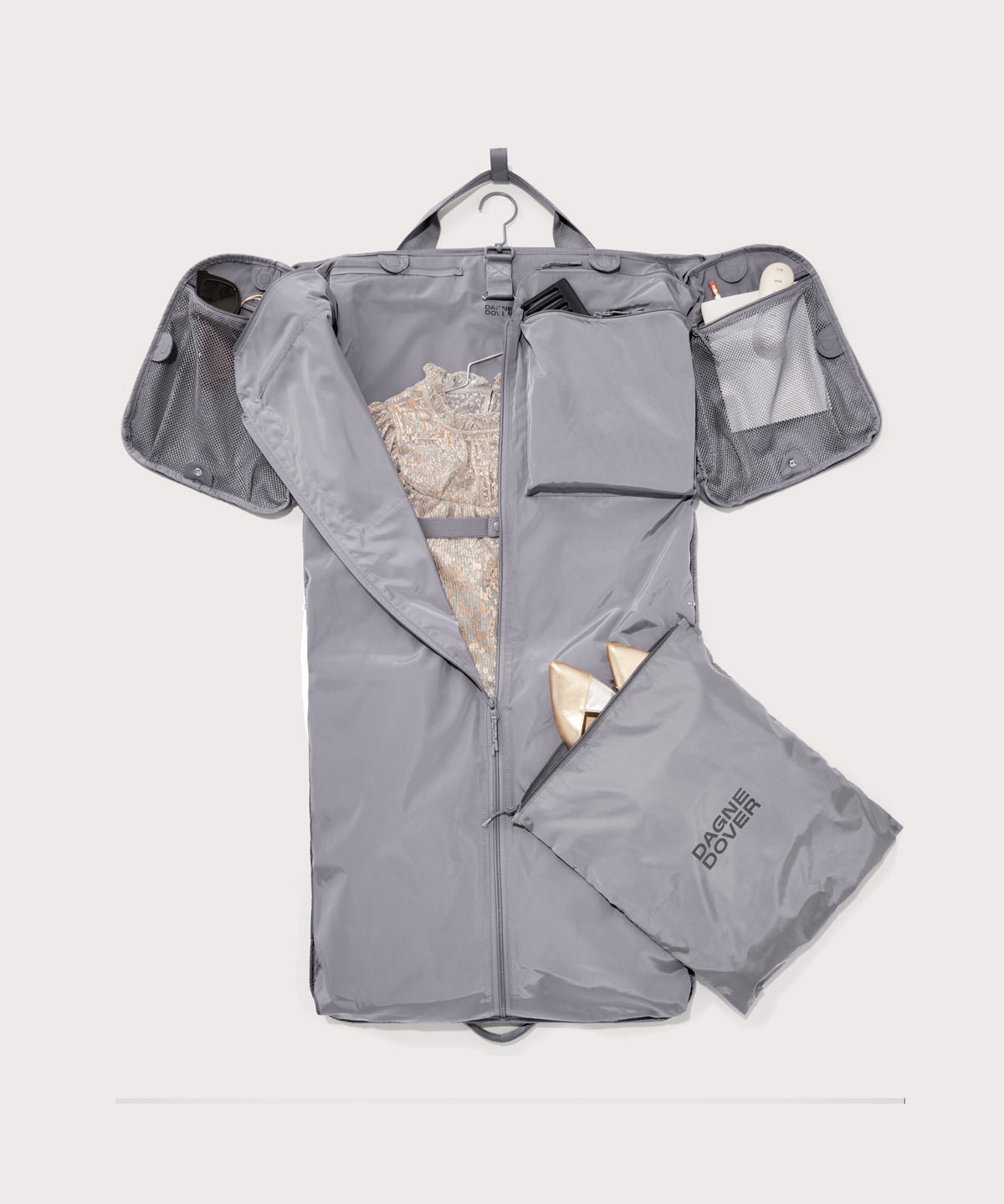 Monaco garment duffle unfolded to show garment bag form.
