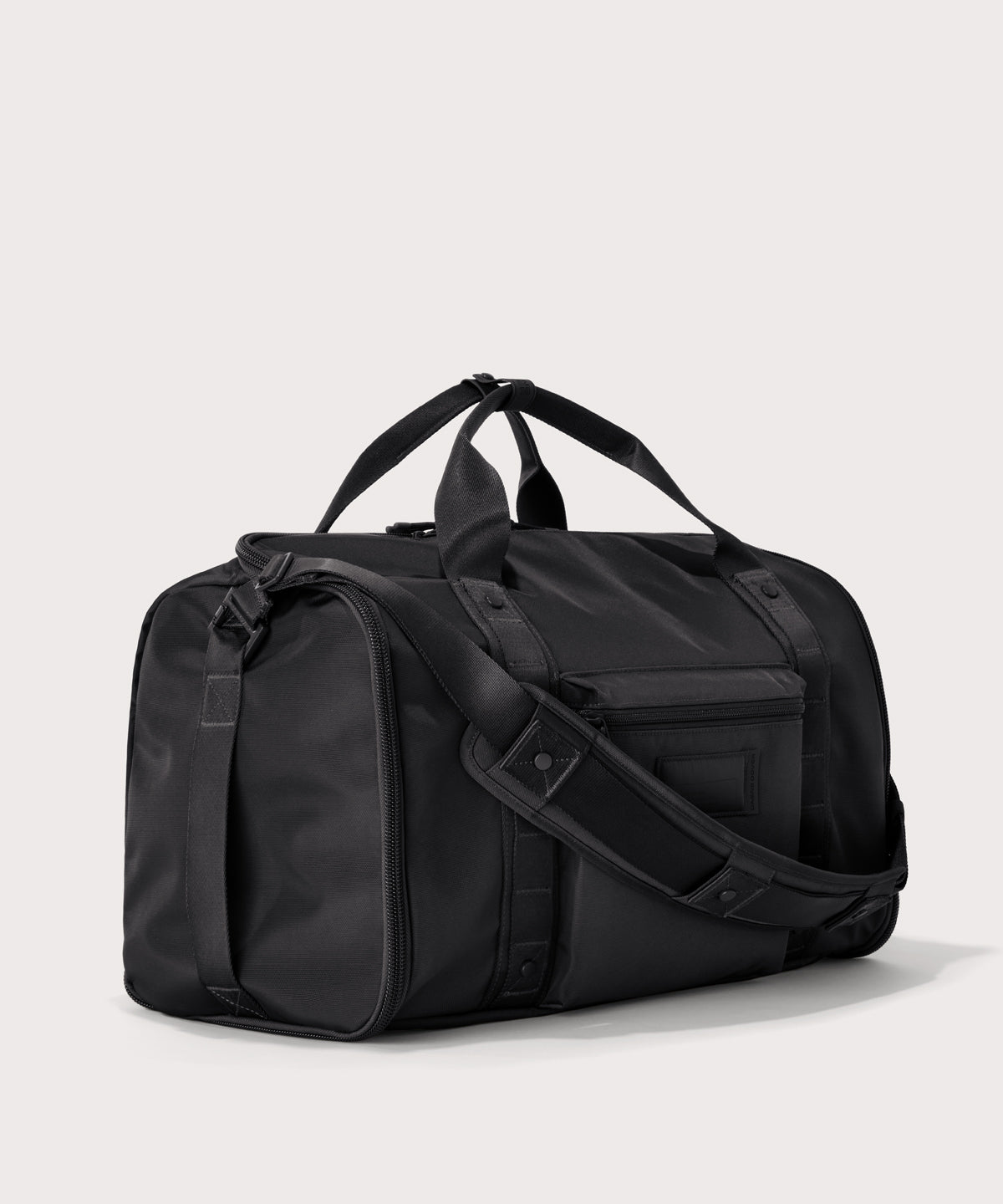 3/4 front view of Monaco garment duffle in black
